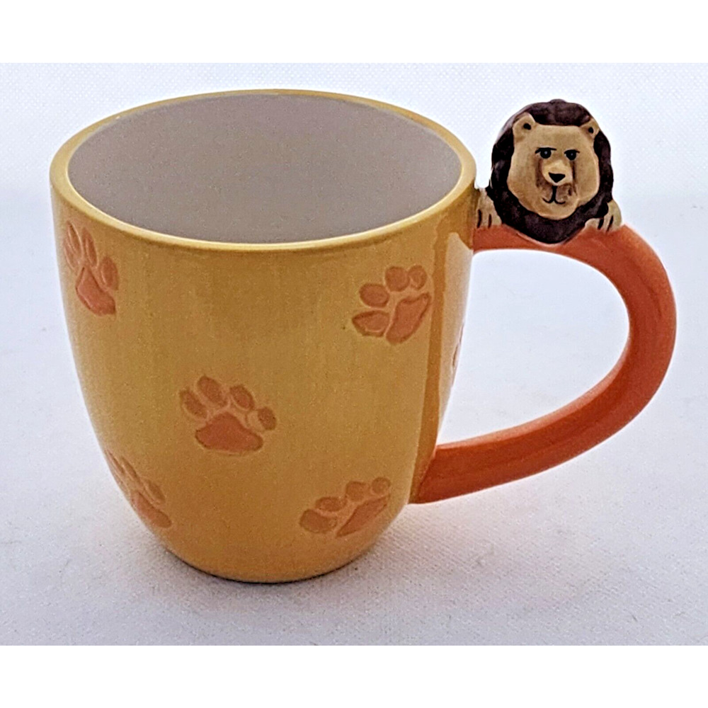 Mug/Cup-Pier 1 Imports-"Lion Suprise"-Yellow & Orange-Unique-Novelty-Holds 12 oz